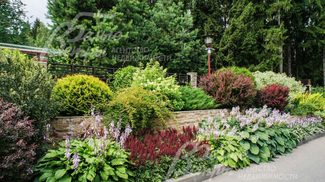 Красивое озеленение коттеджного поселка Променад