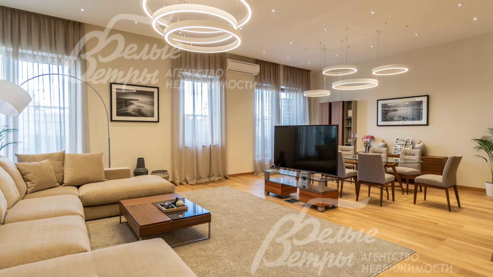 Гостиная 54 кв.м с модным дизайном