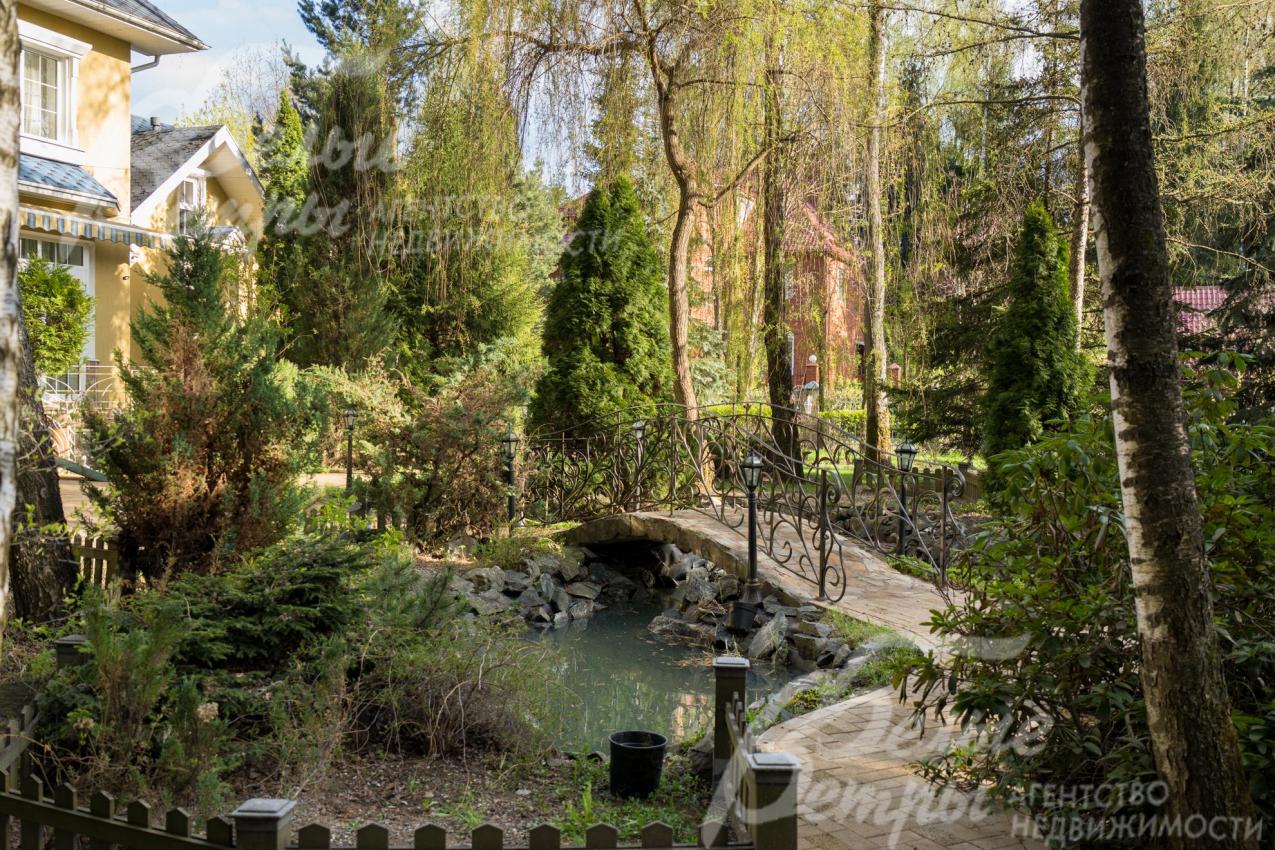 Участок украшает декоративный пруд с мостиком