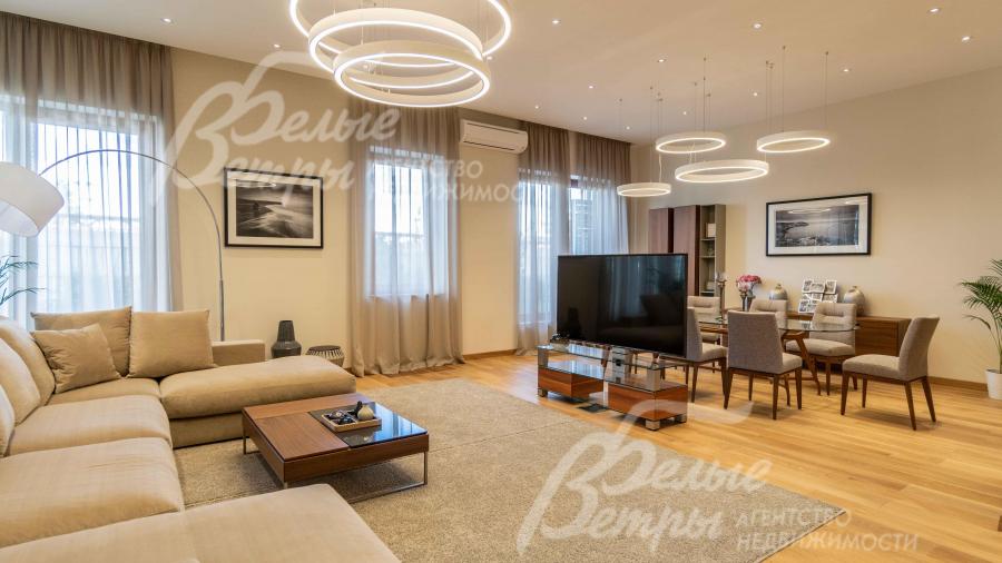 Гостиная 54 кв.м с модным дизайном