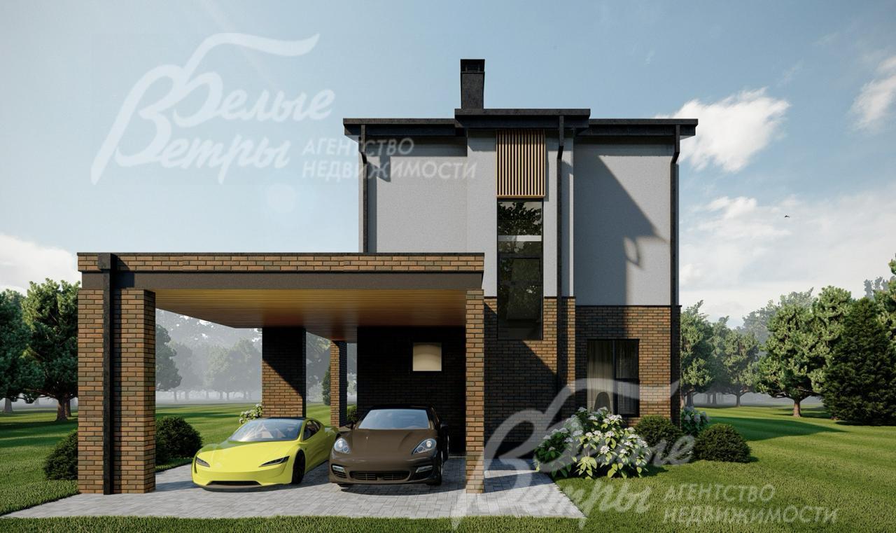 У дома - навес для 2-х автомобилей (рендер)