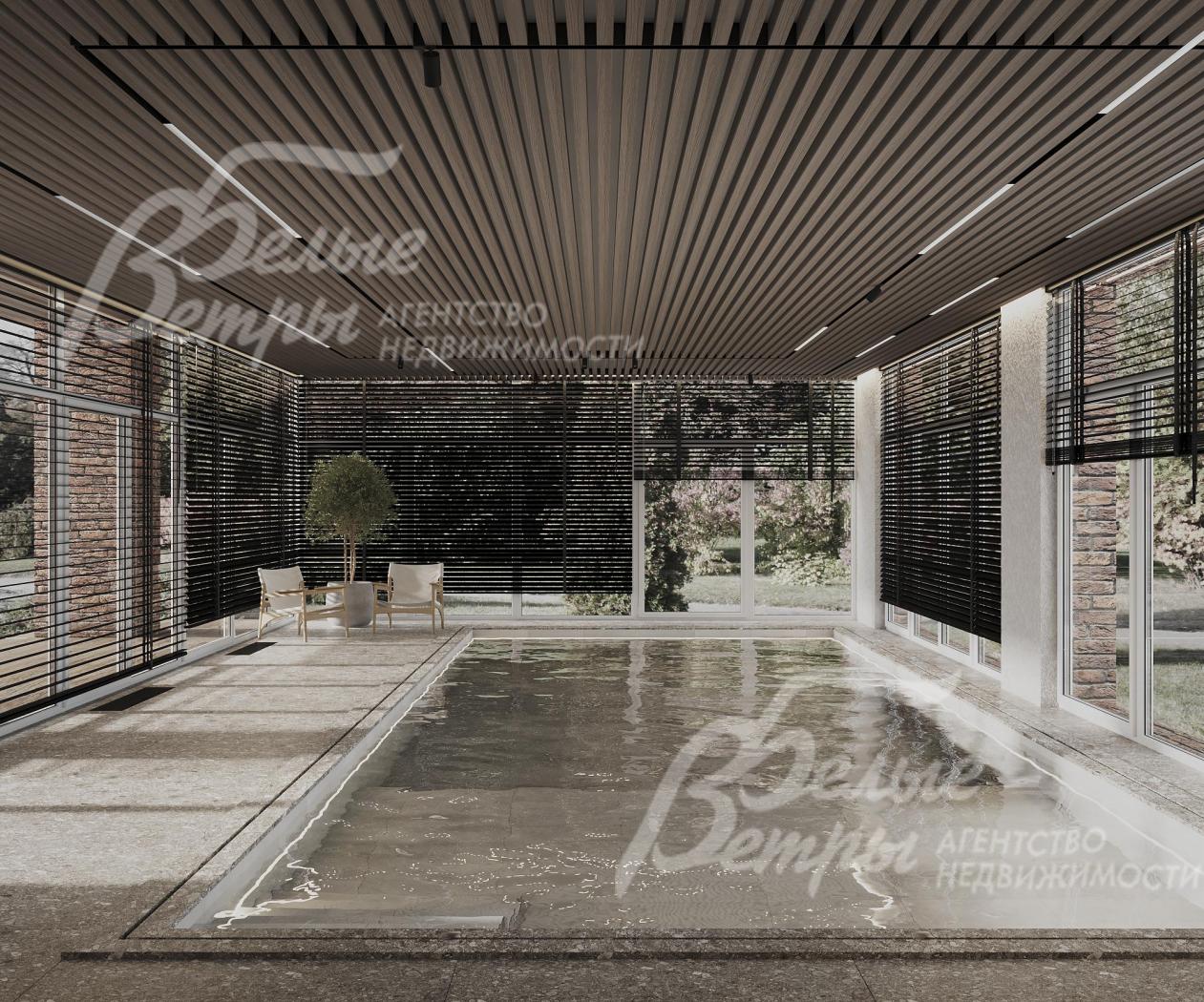 Бассейн. Визуализация дизайн проекта отделки.