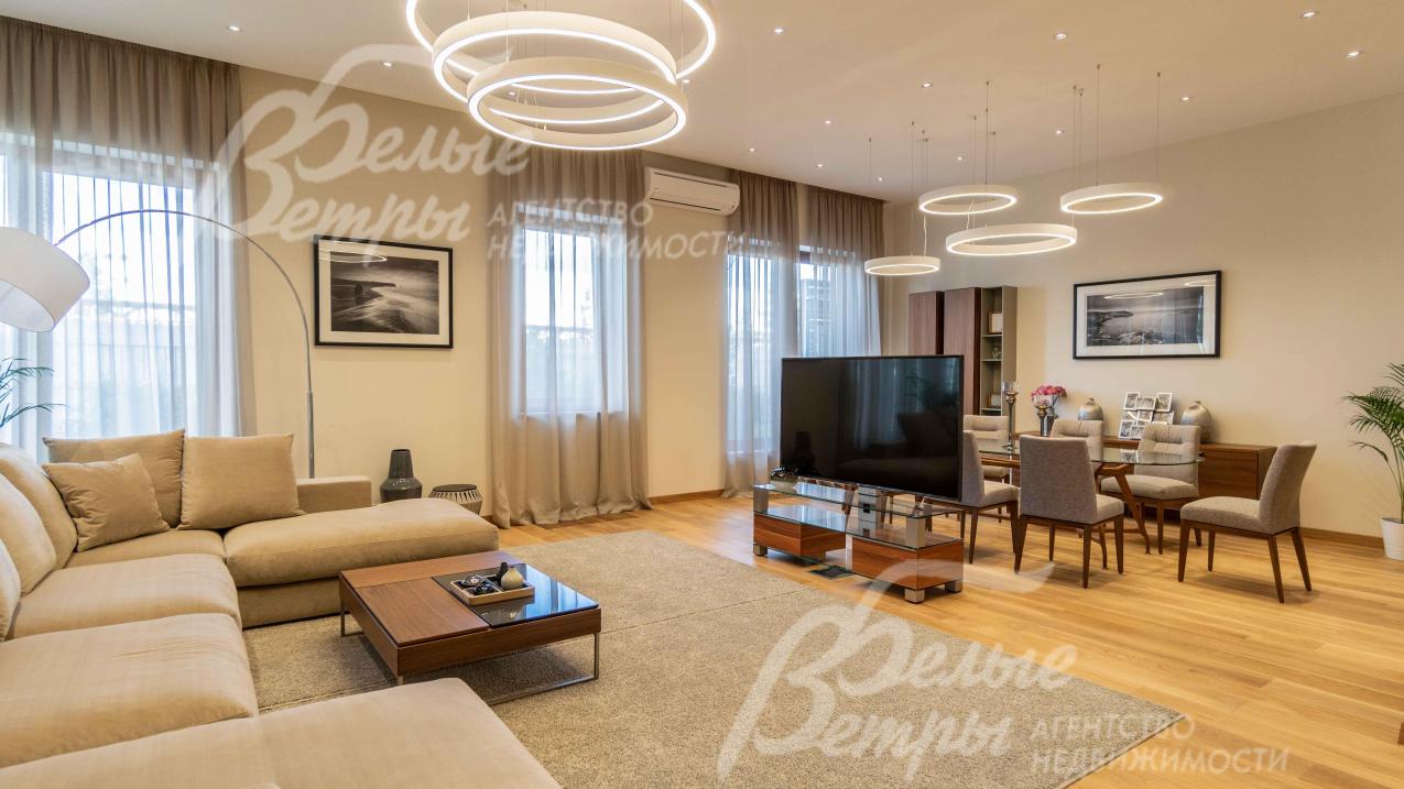 Гостиная 54 кв.м с модным дизайном