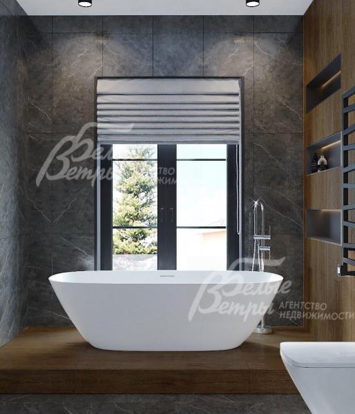 Общий санузел 2-го этажа 6.5 кв.м, после реконструкции (визуализация)