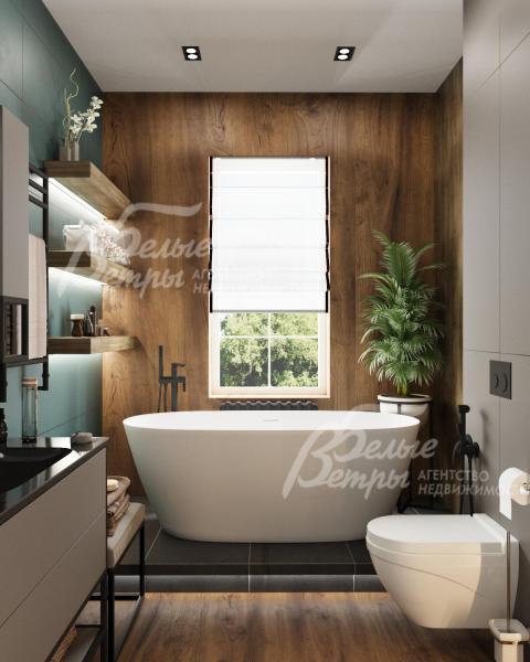 Визуализация. Санузел с ванной в мастер-спальне